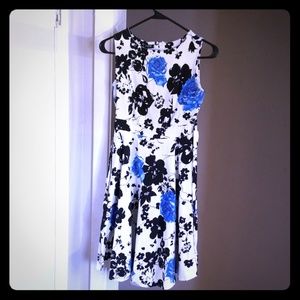Blue white and black spring or summer dress.